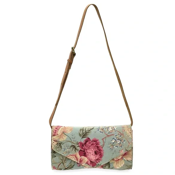🪻RARE 🌷Vintage Ralph Lauren Floral Envelope Clutch Crossbody in Light Blue - Picture 2 of 15